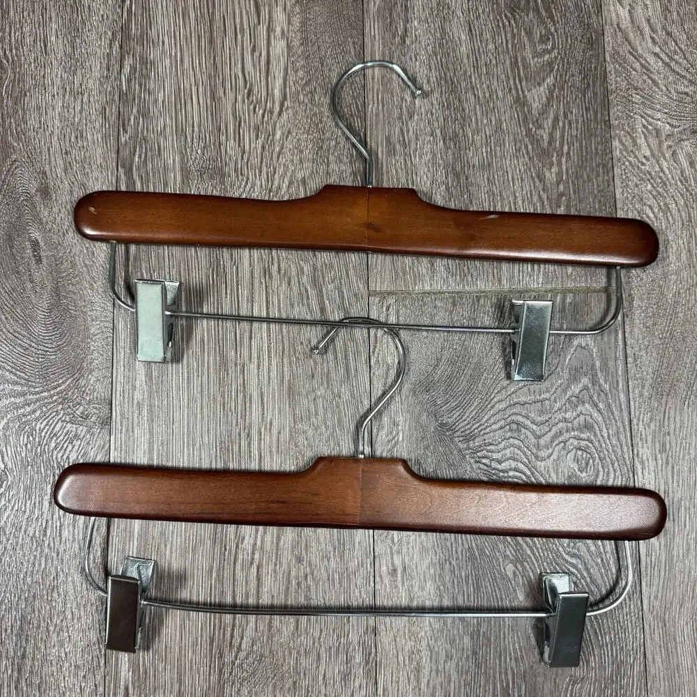 Lot of 5 Michael Graves ClothesHangers Wood & Metal Cinch Clip Pants Skirt
